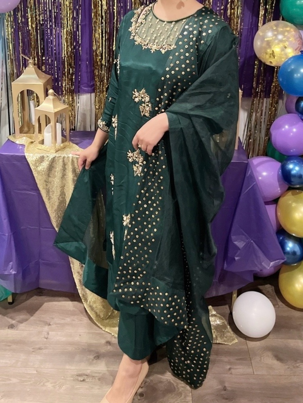 Embellished Dark Green Women's Salwar Kameez Set